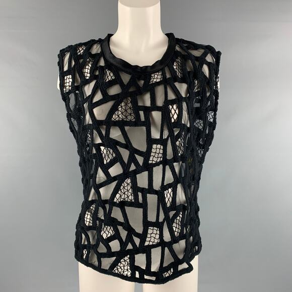 IRO Size M Black Mesh Sleeveless Casual Top - Picture 1 of 1